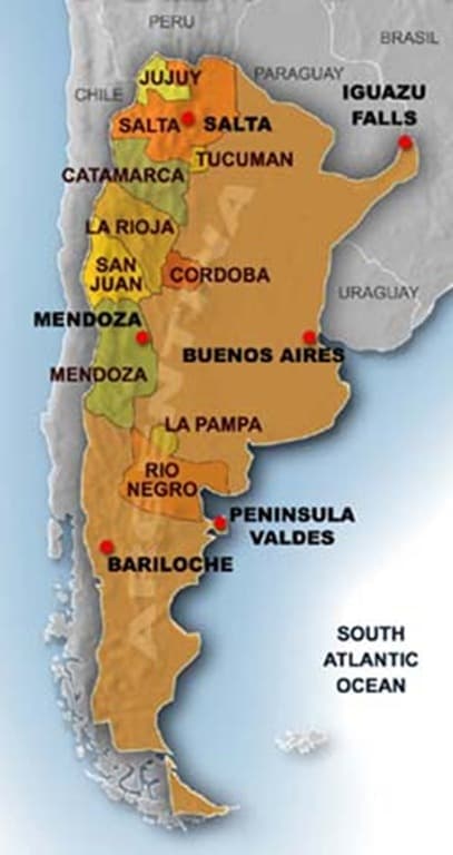 Chile & Argentina Wine Map - M.Education